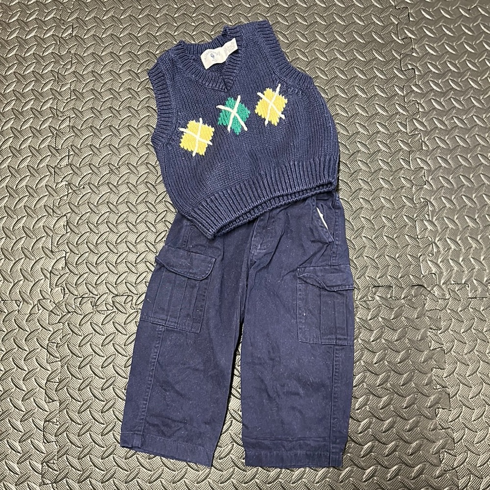 Little boys argyle sweater outfit
